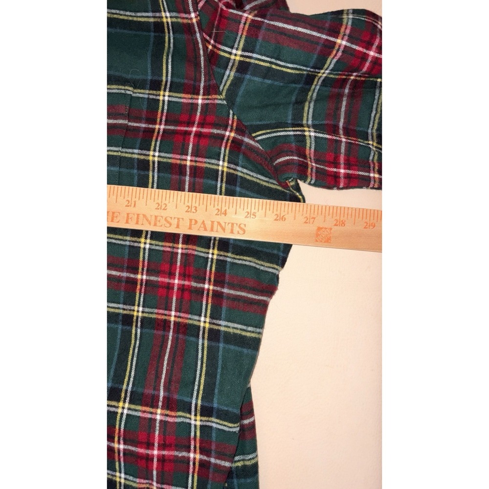 LL Bean Mens Flannel XXL 2XL Button Down Slightly Fitted Plaid Green Red - Picture 4 of 7